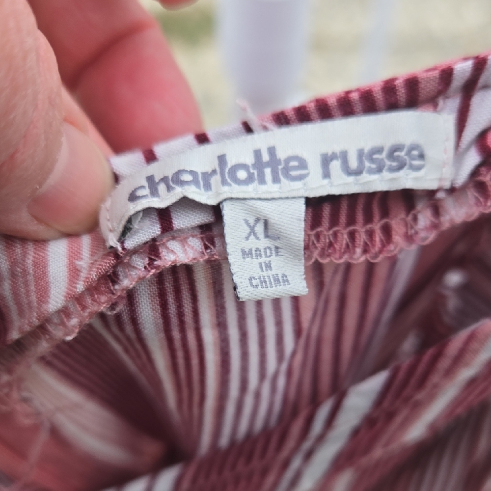 Charlotte Russe Red and White Striped Top XL